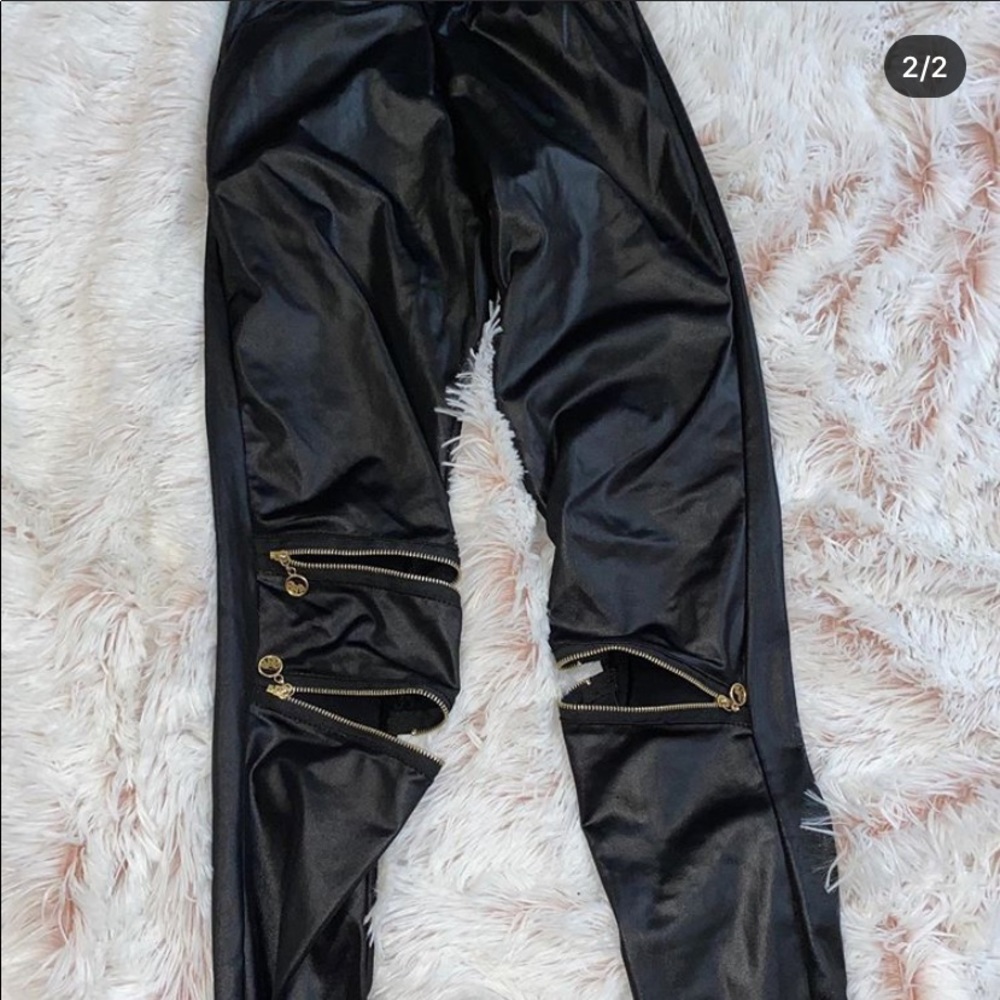 Black leather leggings